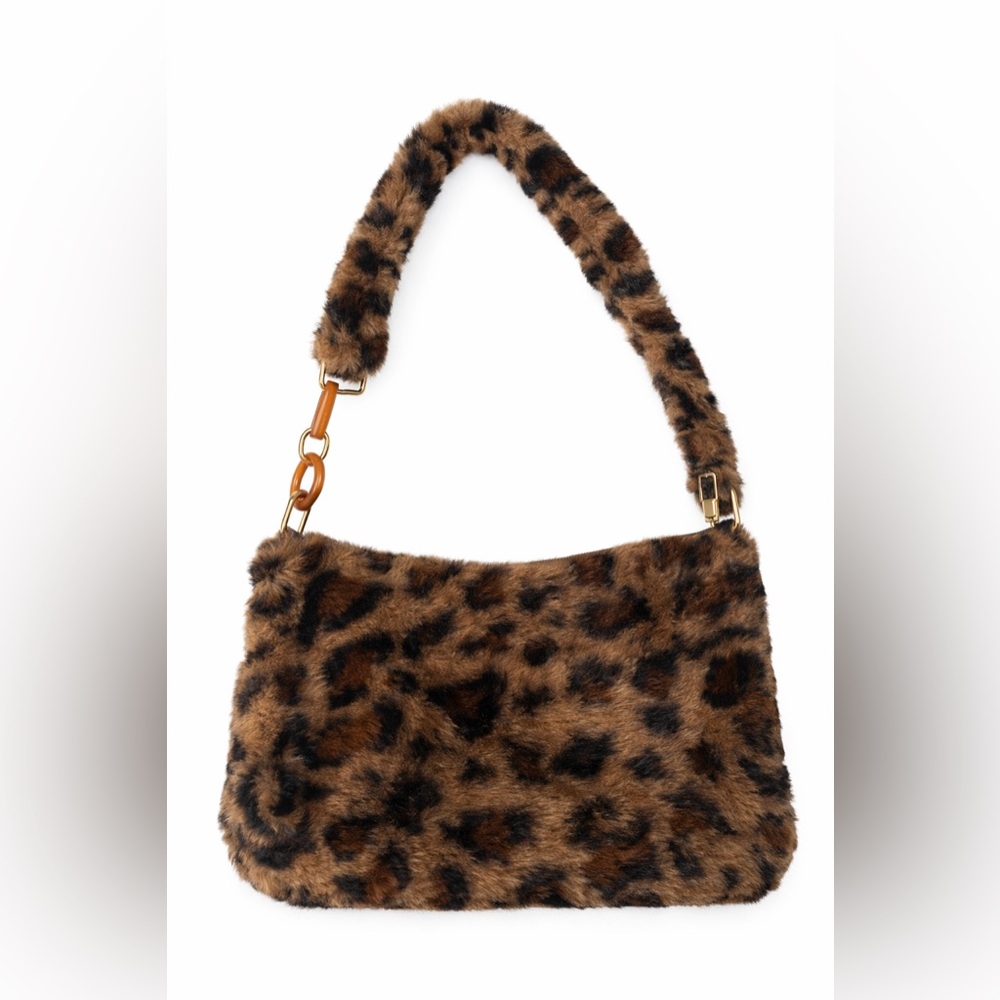Leopard Print Faux Fur Shoulder Bag